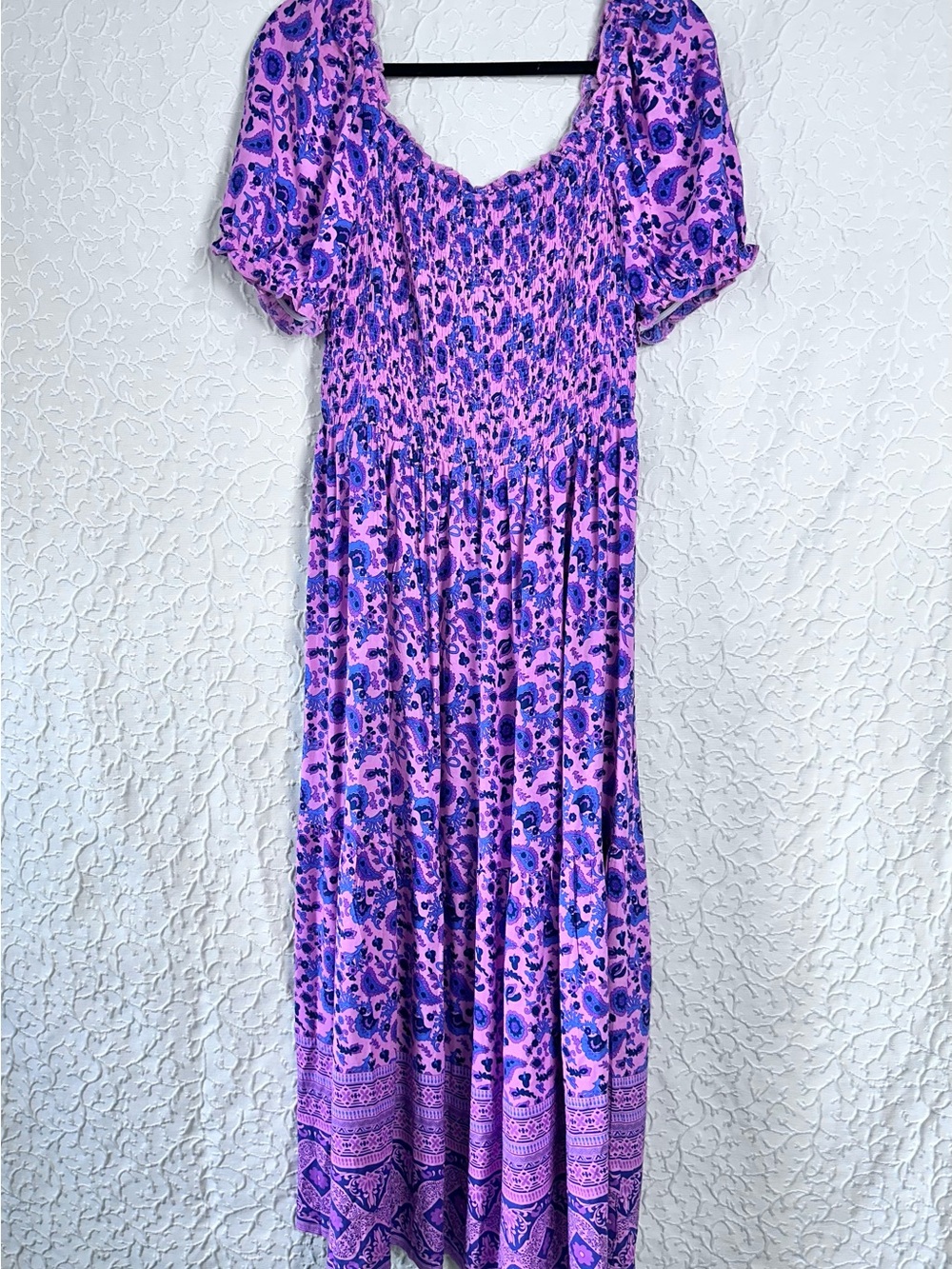 Off-Shoulder Purple Floral Maxi Dress Zesica Women's Floral Maxi Dress Size L - Picture 4 of 9
